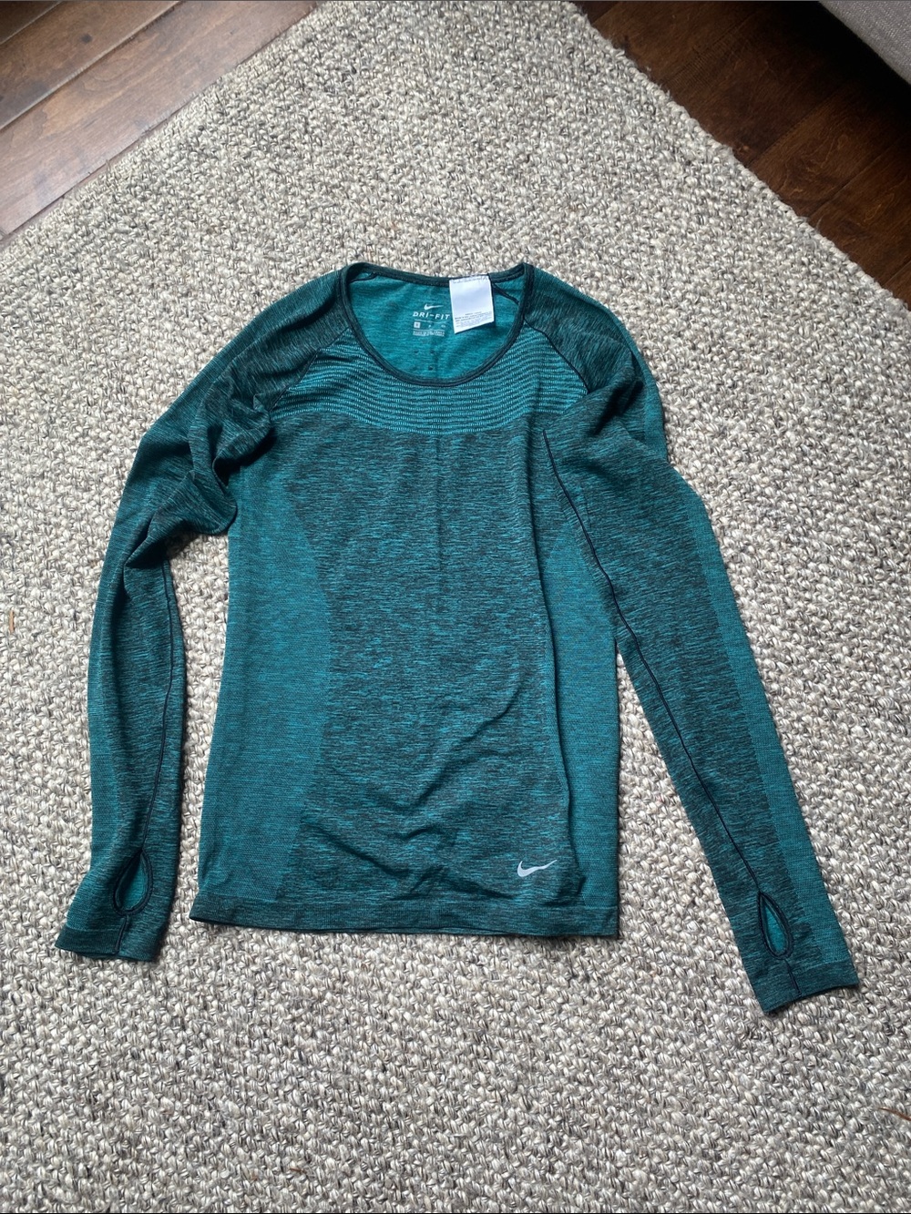 Nike Teal Green Long Sleeve Performance Top